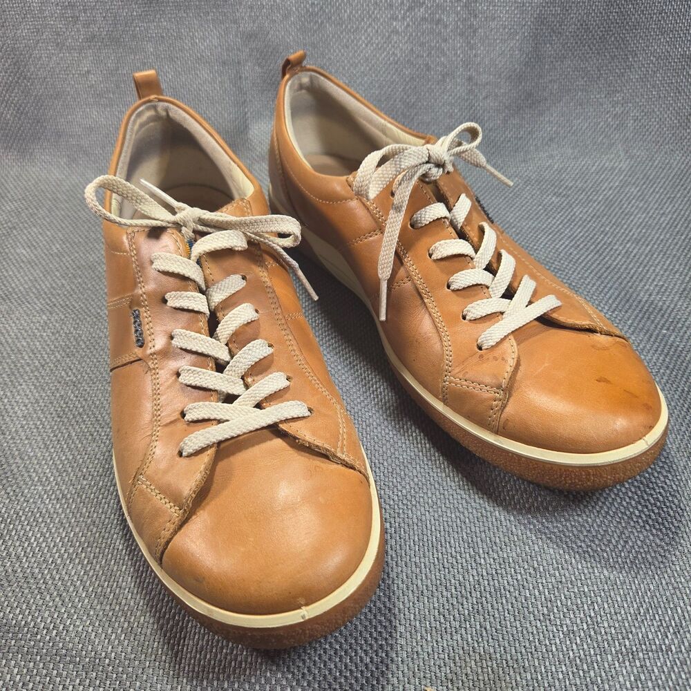 ECCO Chase Tie Womens Brown Soft Leather Sneakers EU 41 US 10 Casual Shoes